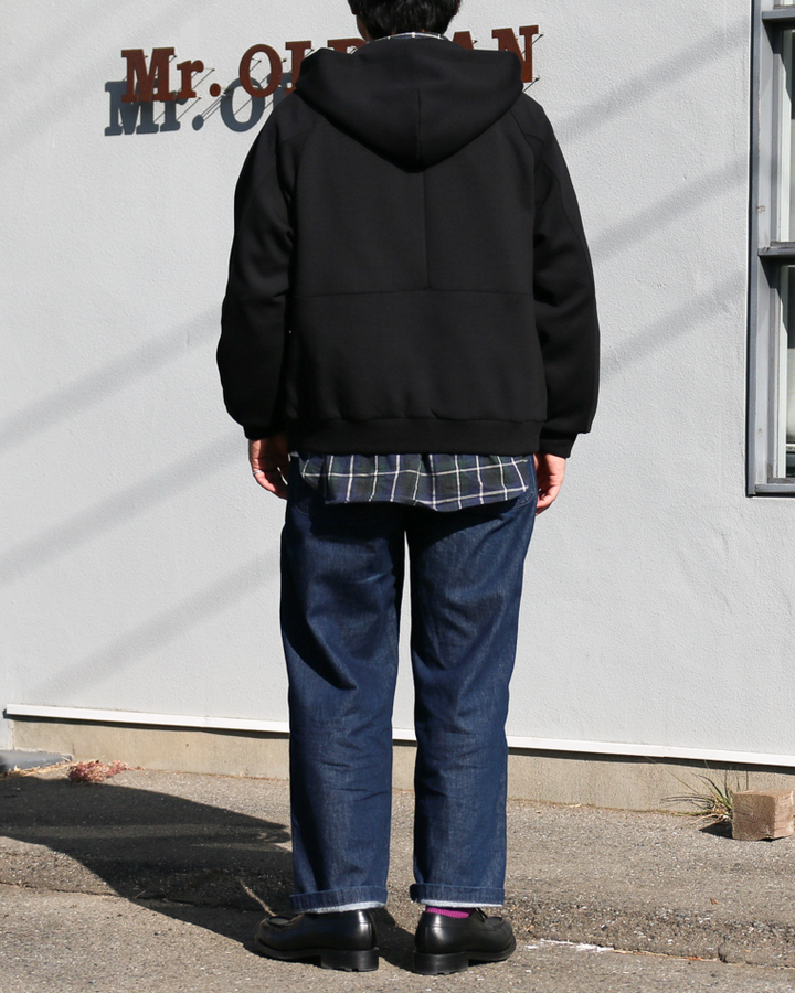 LAMOND ラモンド DOUBLE AIR KNIT ZIP UP HOODIE Black