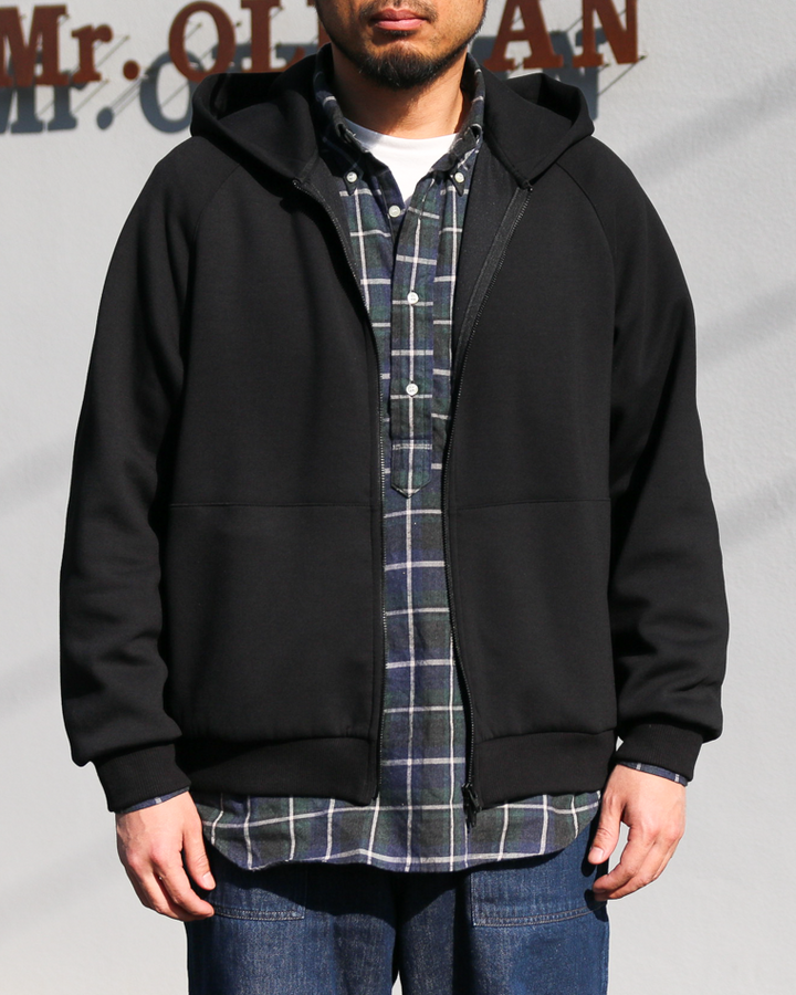 LAMOND ラモンド DOUBLE AIR KNIT ZIP UP HOODIE Black