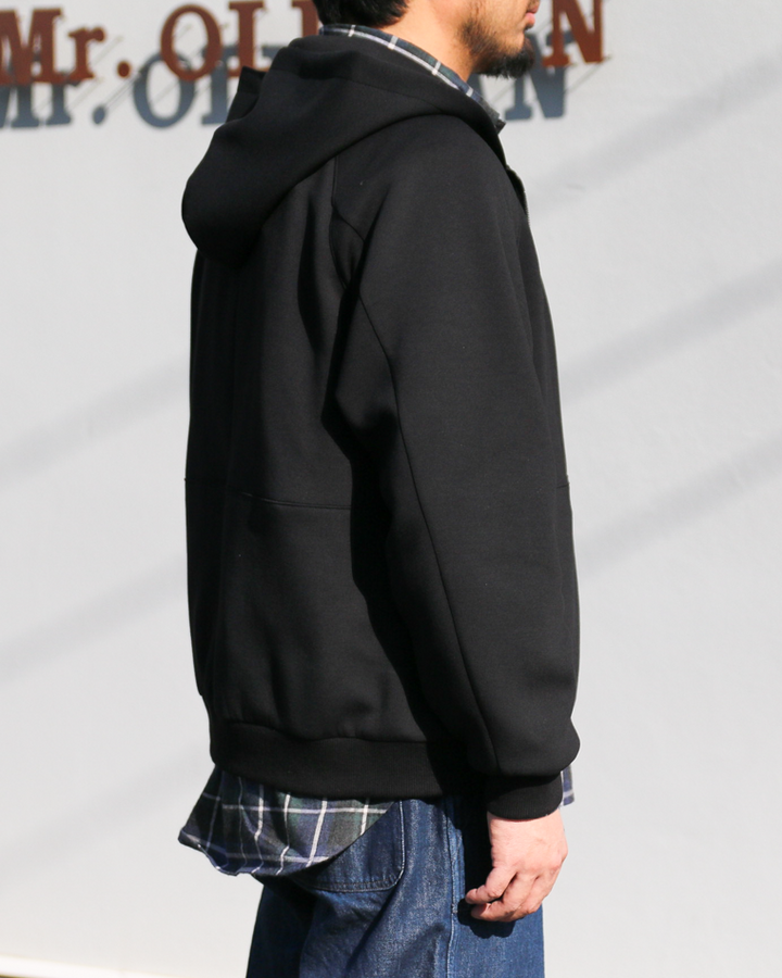 LAMOND ラモンド DOUBLE AIR KNIT ZIP UP HOODIE Black