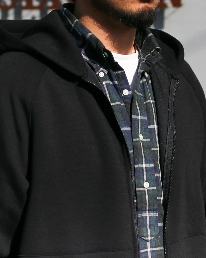 LAMOND ラモンド DOUBLE AIR KNIT ZIP UP HOODIE Black