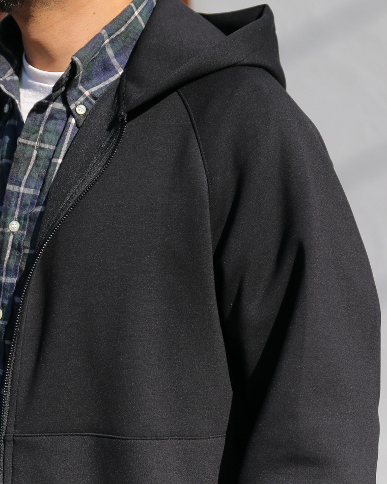 LAMOND ラモンド DOUBLE AIR KNIT ZIP UP HOODIE Black