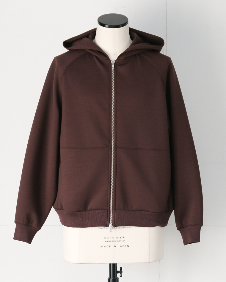 LAMOND ラモンド DOUBLE AIR KNIT ZIP UP HOODIE Brown