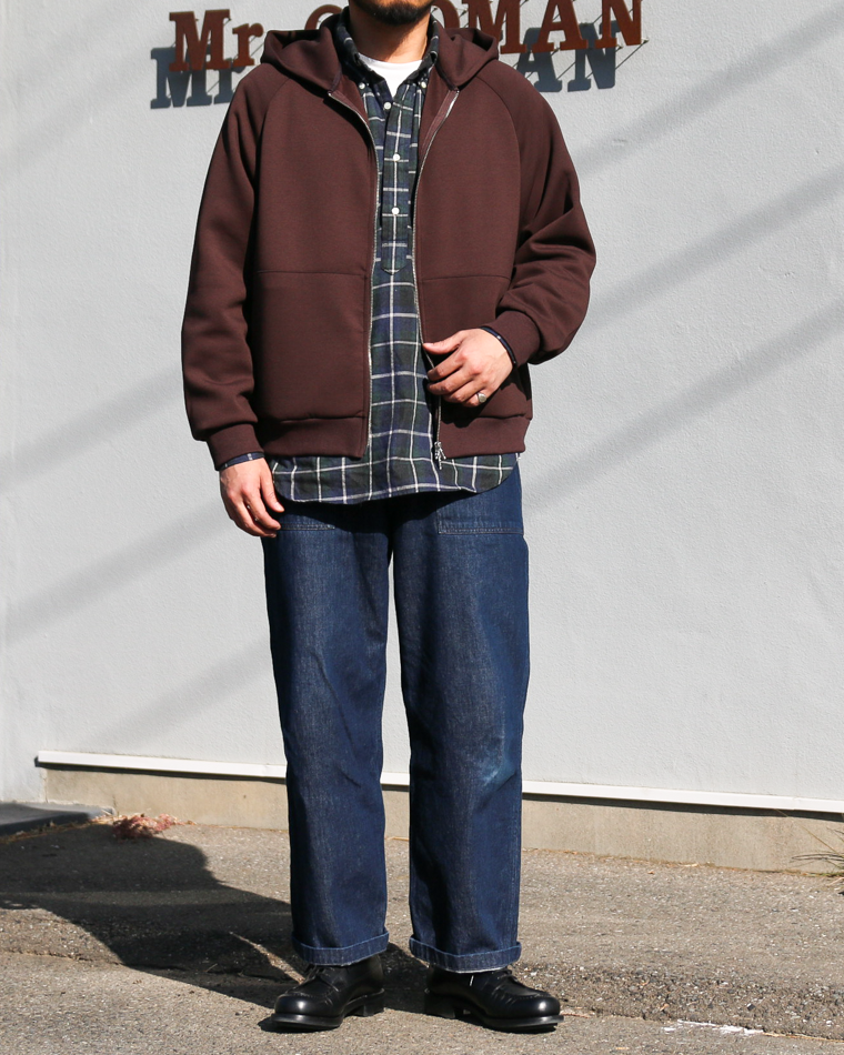 LAMOND ラモンド DOUBLE AIR KNIT ZIP UP HOODIE Brown