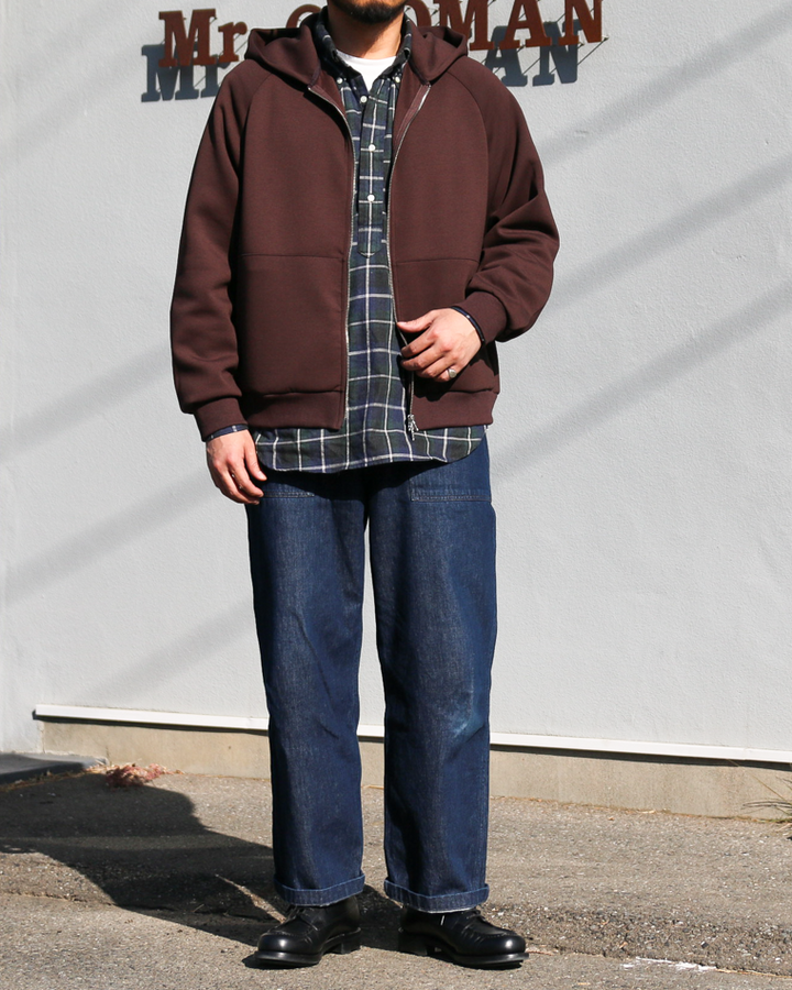 LAMOND ラモンド DOUBLE AIR KNIT ZIP UP HOODIE Brown