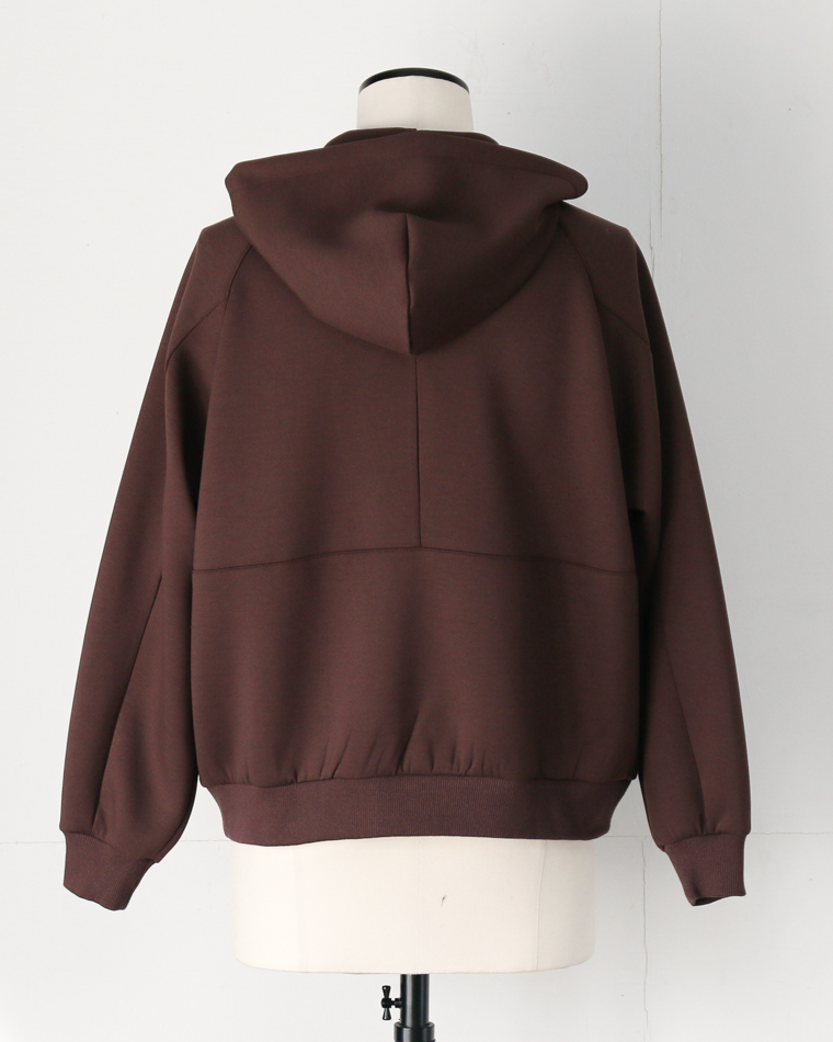 LAMOND ラモンド DOUBLE AIR KNIT ZIP UP HOODIE Brown