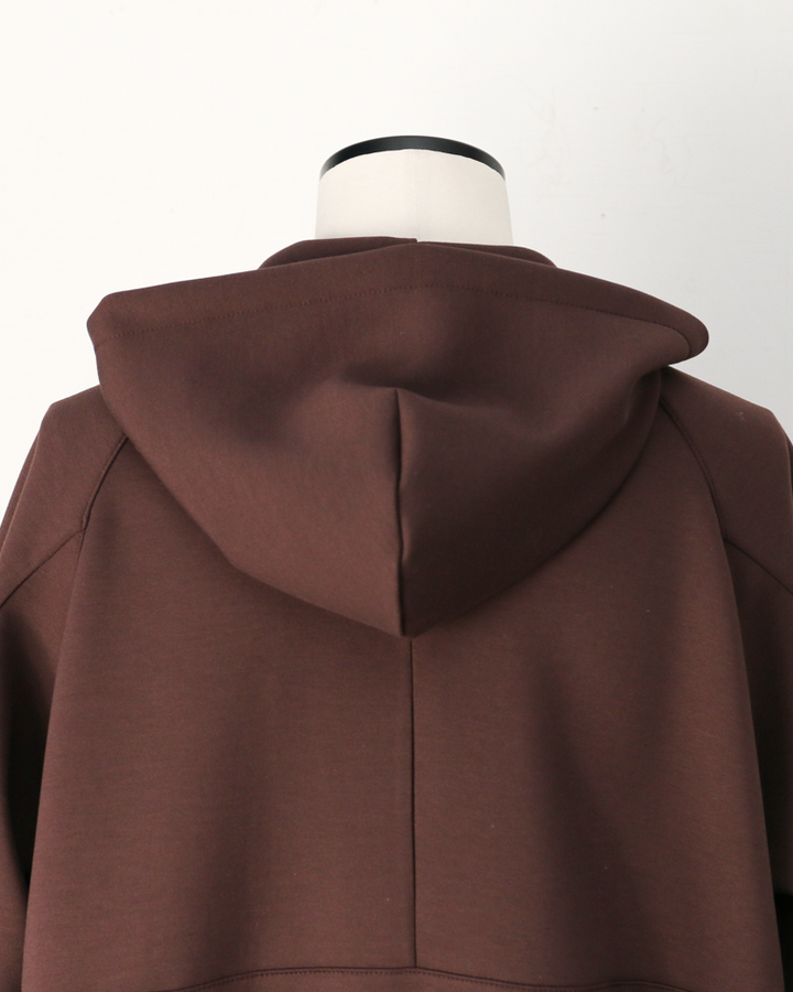 LAMOND ラモンド DOUBLE AIR KNIT ZIP UP HOODIE Brown