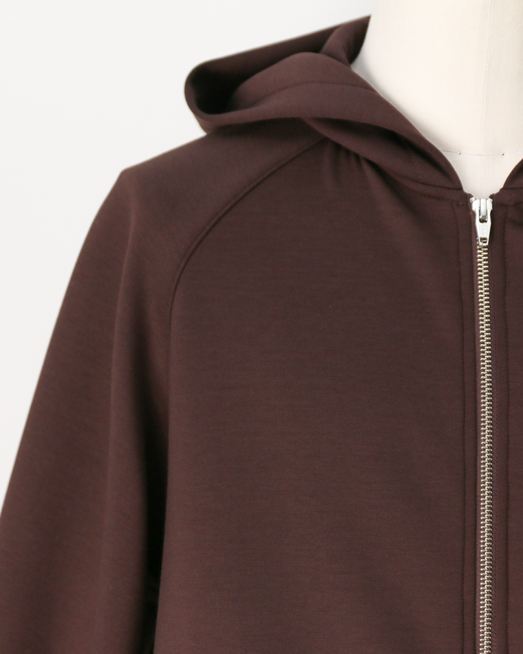 LAMOND ラモンド DOUBLE AIR KNIT ZIP UP HOODIE Brown