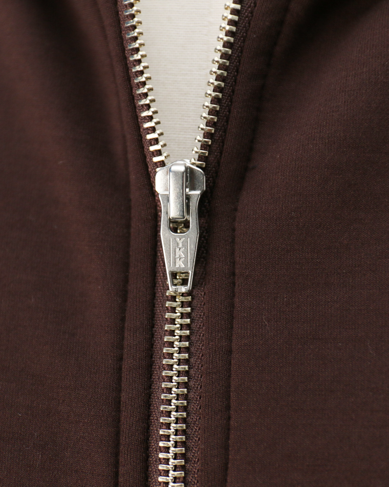 LAMOND ラモンド DOUBLE AIR KNIT ZIP UP HOODIE Brown