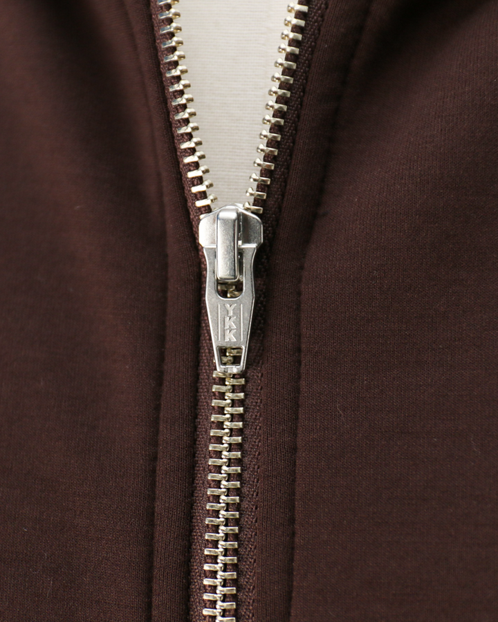 LAMOND ラモンド DOUBLE AIR KNIT ZIP UP HOODIE Brown
