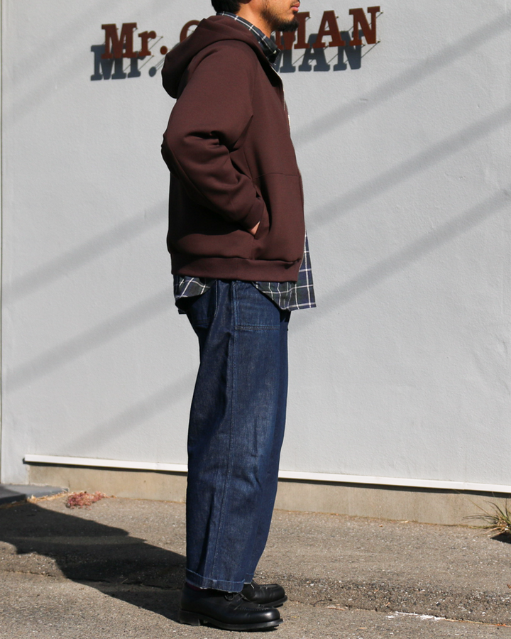 LAMOND ラモンド DOUBLE AIR KNIT ZIP UP HOODIE Brown