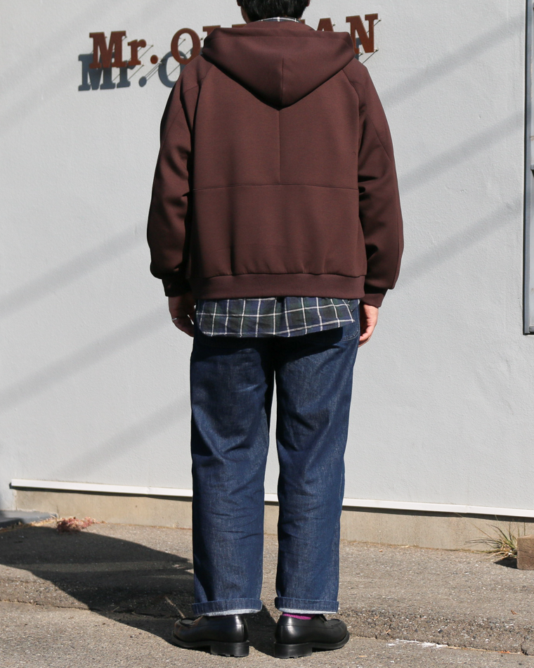 LAMOND ラモンド DOUBLE AIR KNIT ZIP UP HOODIE Brown