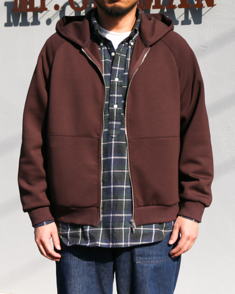 LAMOND ラモンド DOUBLE AIR KNIT ZIP UP HOODIE Brown