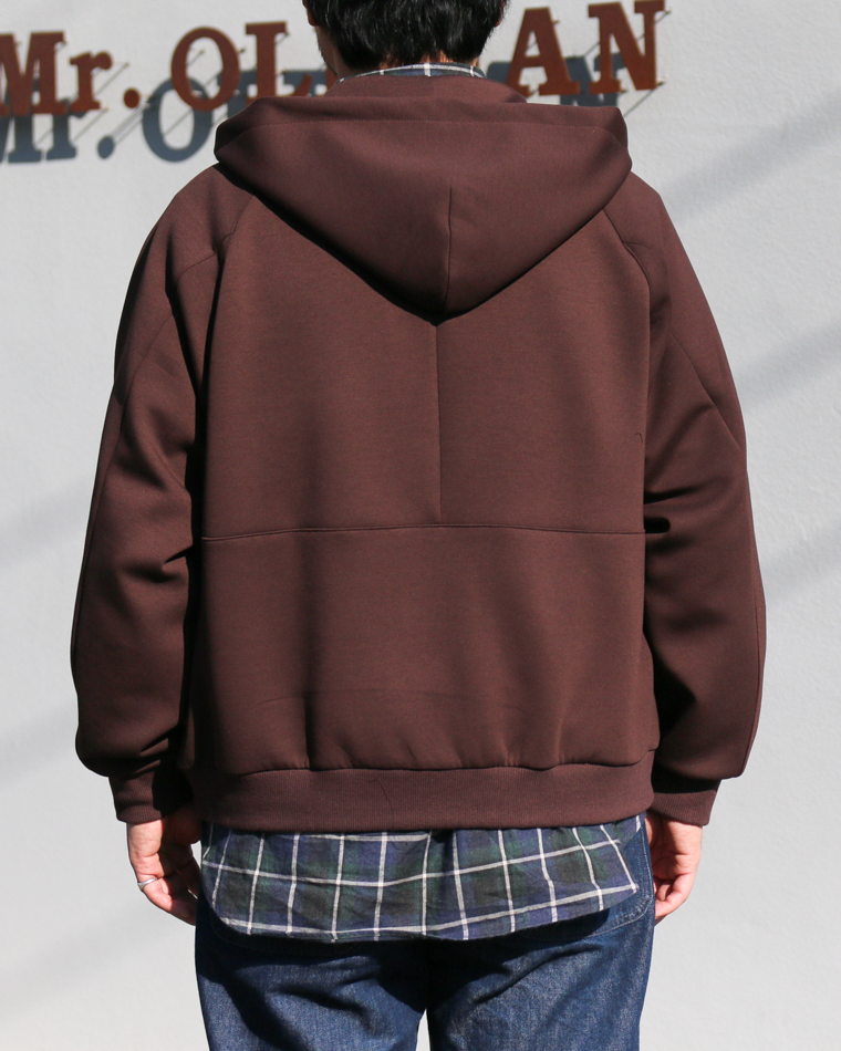 LAMOND ラモンド DOUBLE AIR KNIT ZIP UP HOODIE Brown