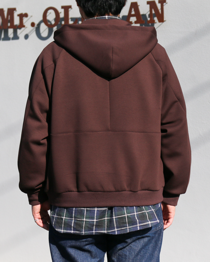 LAMOND ラモンド DOUBLE AIR KNIT ZIP UP HOODIE Brown