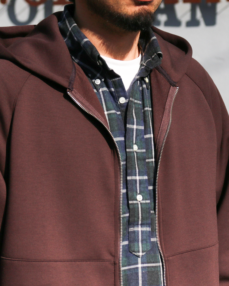 LAMOND ラモンド DOUBLE AIR KNIT ZIP UP HOODIE Brown