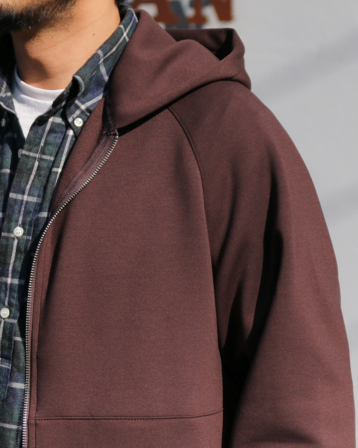LAMOND ラモンド DOUBLE AIR KNIT ZIP UP HOODIE Brown