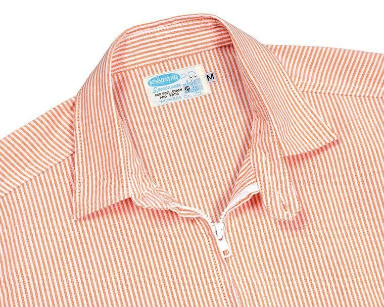 WORKERS ワーカーズ Swing Top, Supima OX, Orange Stripe