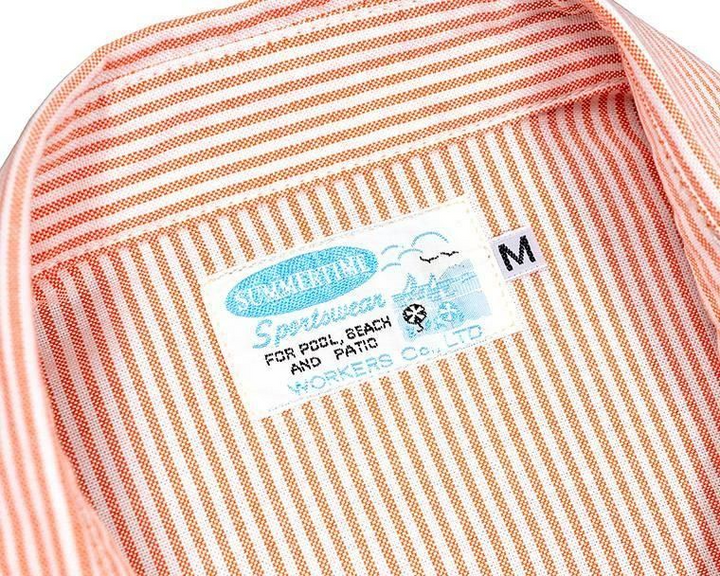 WORKERS ワーカーズ Swing Top, Supima OX, Orange Stripe