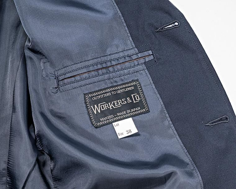 WORKERS ワーカーズ Moonglow Blazer, Combat Wool Tropical, Navy