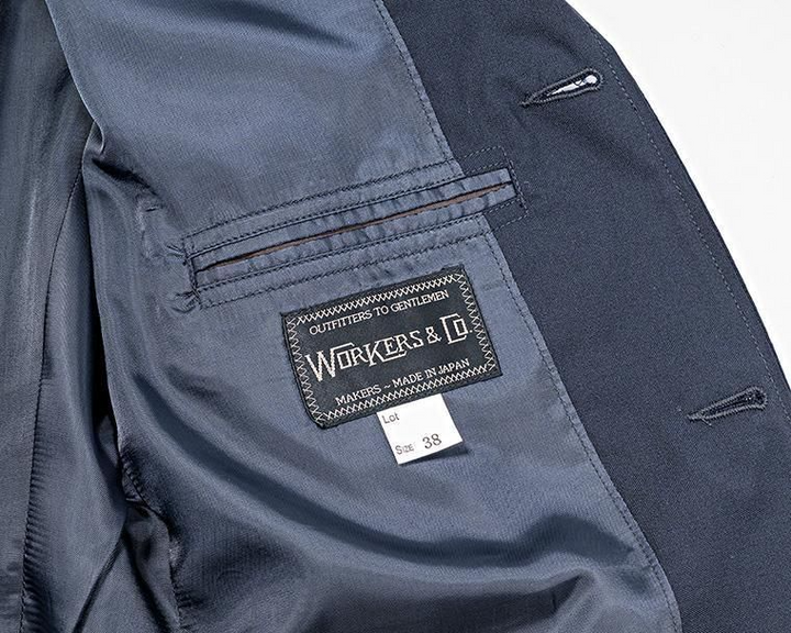 WORKERS ワーカーズ Moonglow Blazer, Combat Wool Tropical, Navy