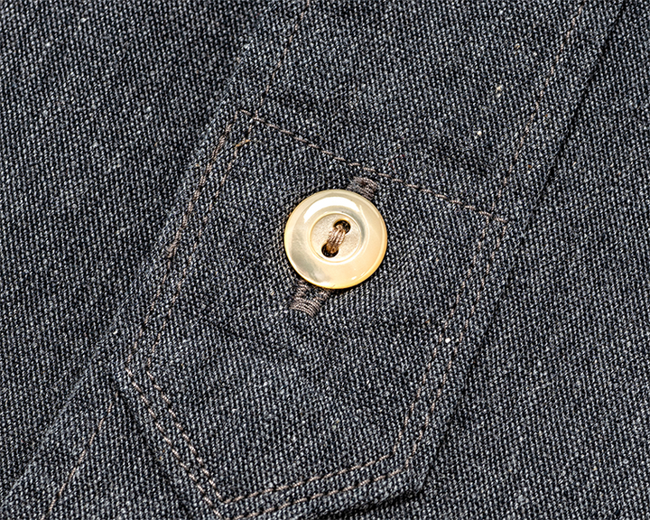 WORKERS Band Collar Shirt, Indigo Cotton Linen