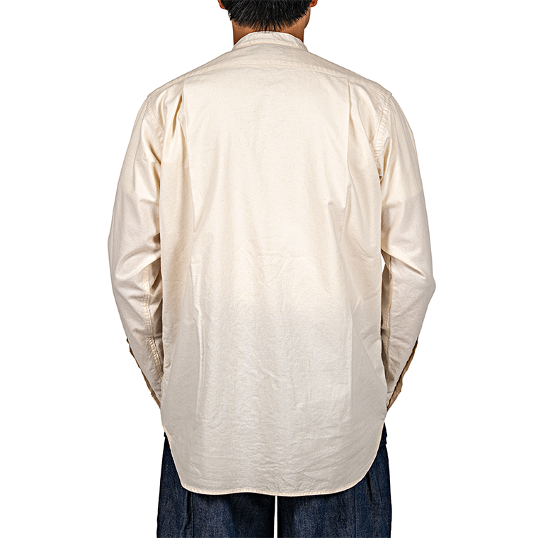 WORKERS Band Collar Shirt, Ecru Shirt Cloth