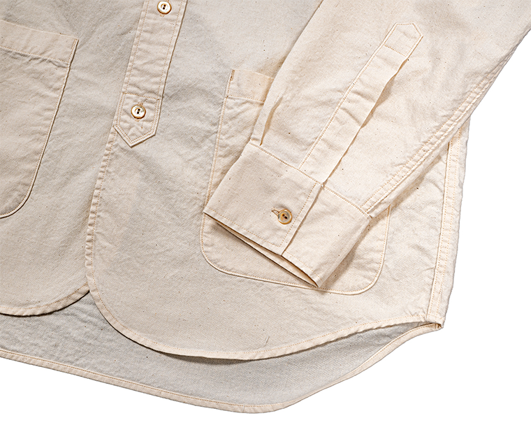 WORKERS Band Collar Shirt, Ecru Shirt Cloth