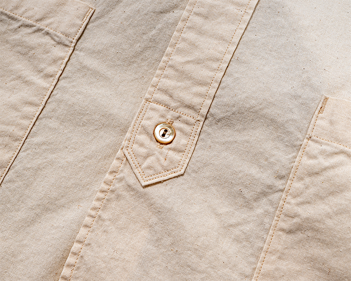WORKERS Band Collar Shirt, Ecru Shirt Cloth