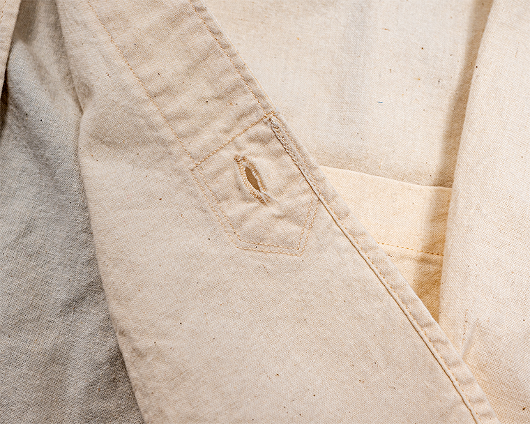WORKERS Band Collar Shirt, Ecru Shirt Cloth