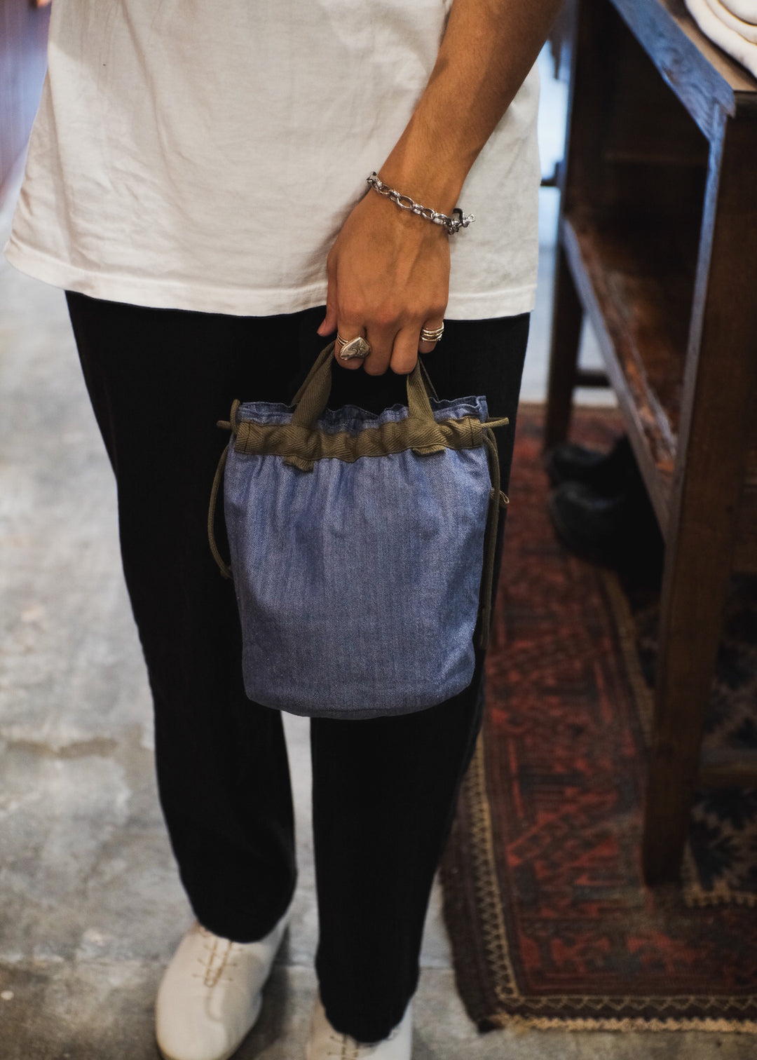 【PATHLOW】GENERAL THINGS ジェネラルシングス  まる底2WAYきんちゃくバッグ BLUE