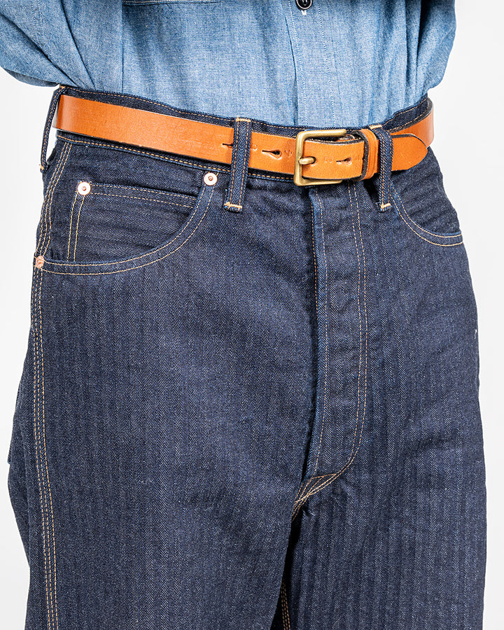WORKERS ワーカーズ Lot 815 Work Pants, 12 oz, Grey Back Indigo Herringbone