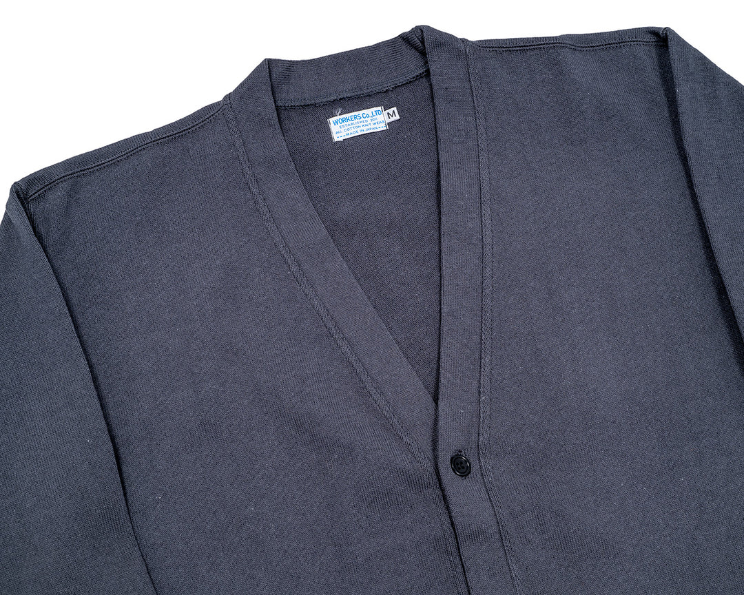 WORKERS ワーカーズ Cotton Relax Cardigan, Fade Black