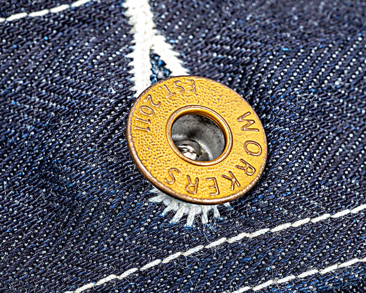 WORKERS ワーカーズ Deluxe Railroad Jacket, 12 oz, Grey Back Indigo Herringbone
