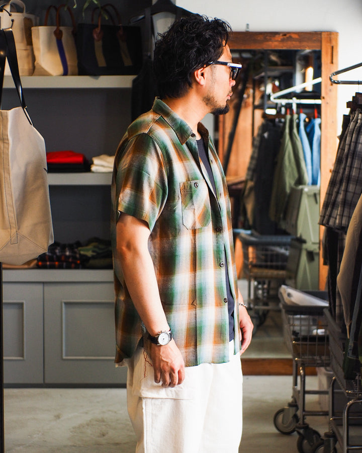 SUGAR CANE SC39726 RAYON TWILL CHECK WORK SHIRT Green