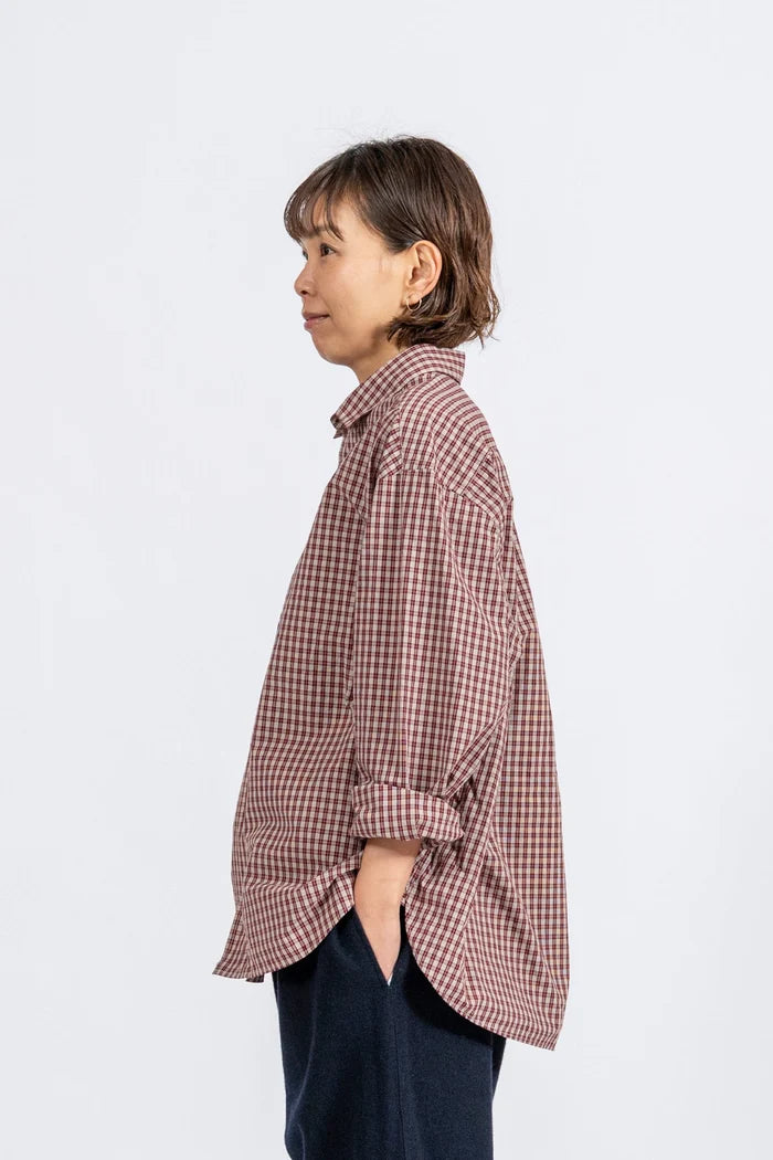 JAMES &amp; CO. STANDARD SHIRT Small Collar Big Shirt -Check- RED