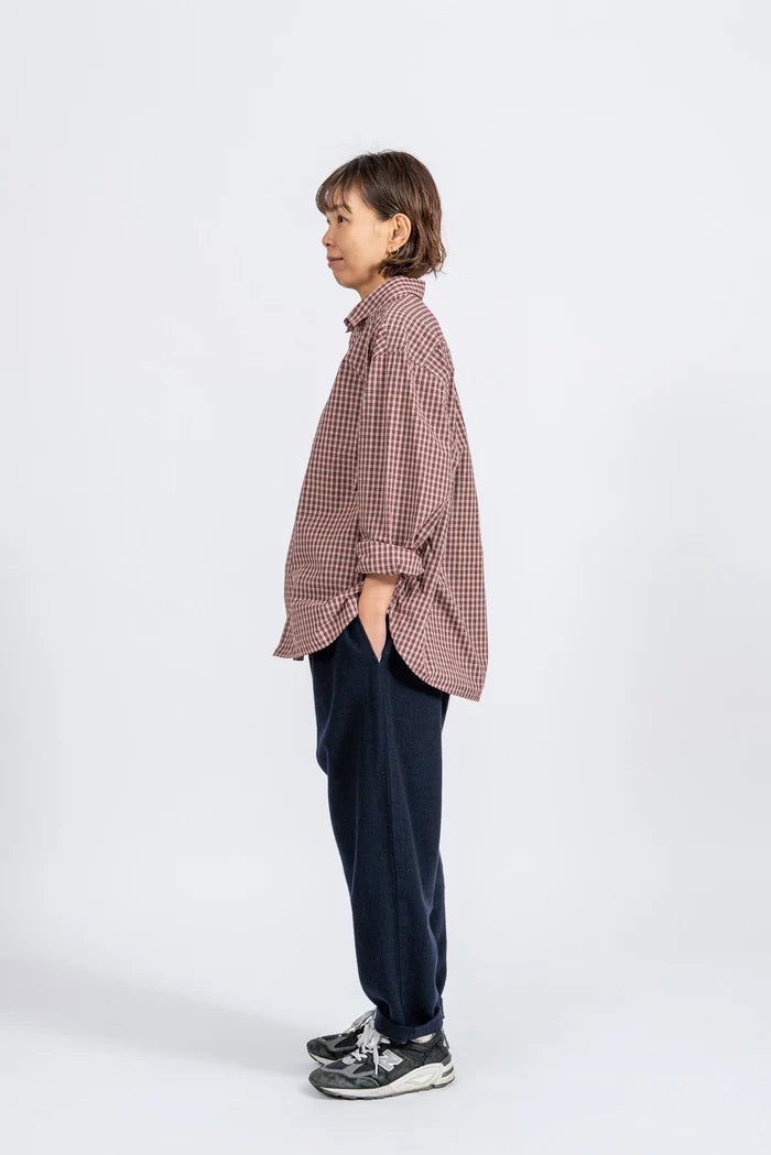 JAMES &amp; CO. STANDARD SHIRT Small Collar Big Shirt -Check- RED