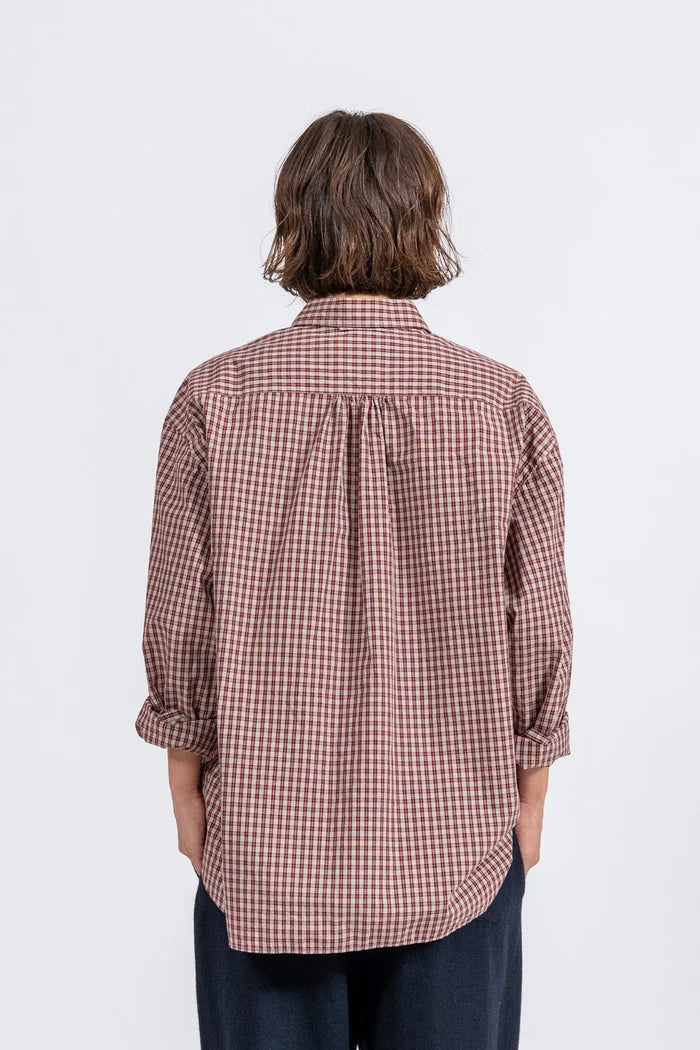 JAMES &amp; CO. STANDARD SHIRT Small Collar Big Shirt -Check- RED