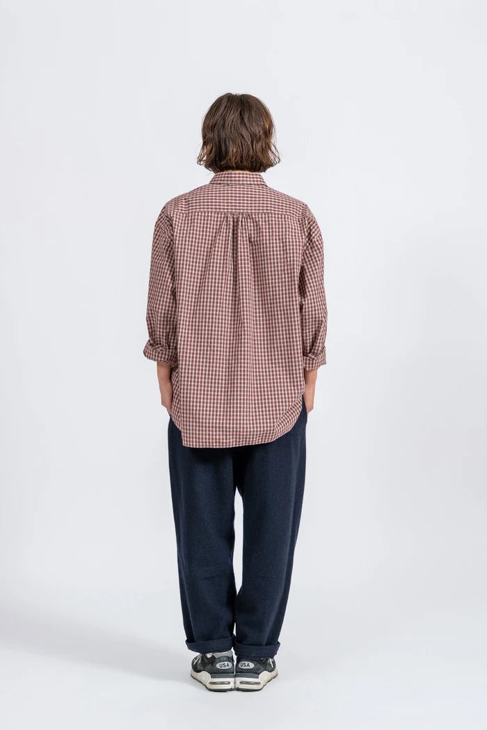 JAMES &amp; CO. STANDARD SHIRT Small Collar Big Shirt -Check- RED