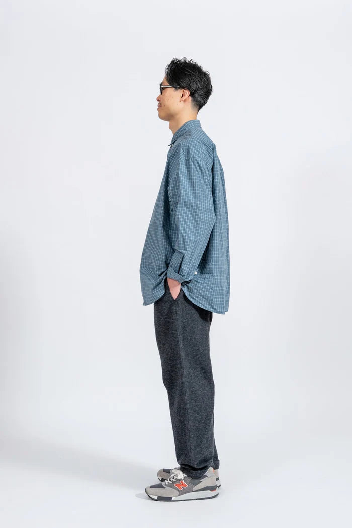 JAMES &amp; CO. STANDARD SHIRT Small Collar Big Shirt -Check- BLUE
