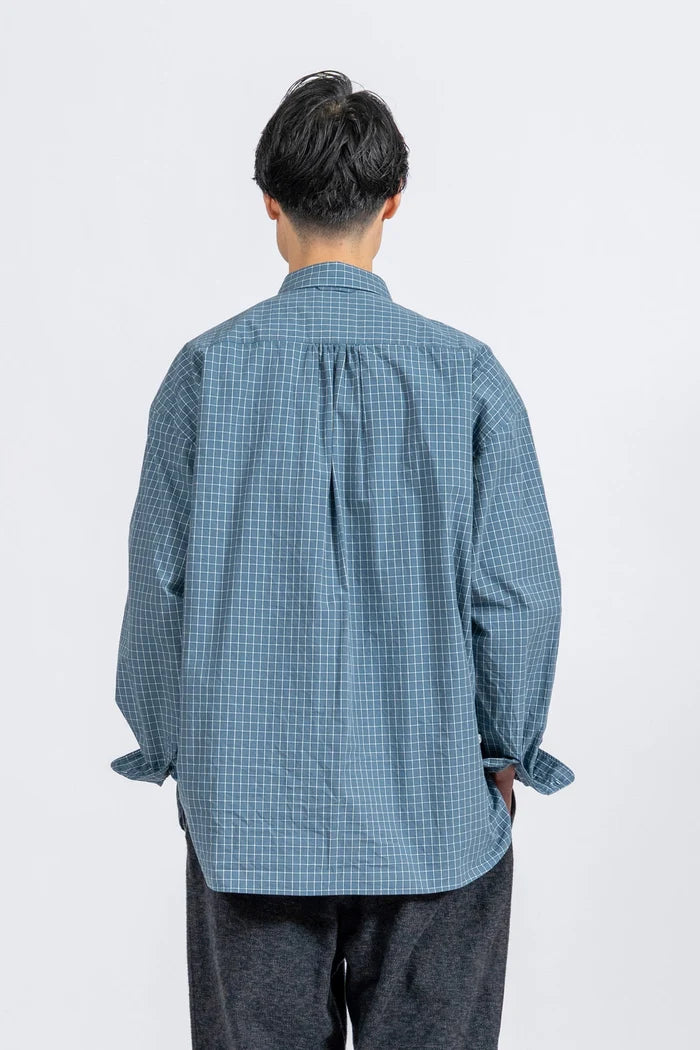 JAMES &amp; CO. STANDARD SHIRT Small Collar Big Shirt -Check- BLUE