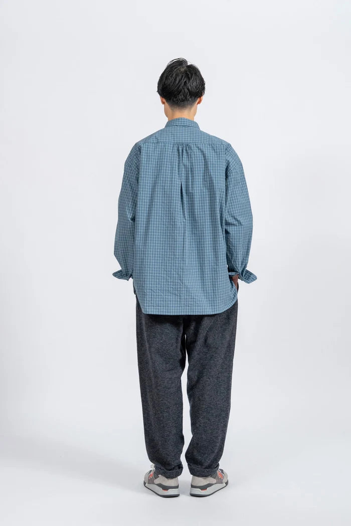 JAMES &amp; CO. STANDARD SHIRT Small Collar Big Shirt -Check- BLUE