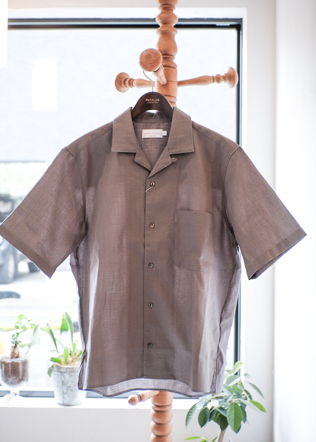【PATHLOW】MANUAL ALPHABET RICH BUTCHER S/S OPEN COLLAR SHIRTS GREY