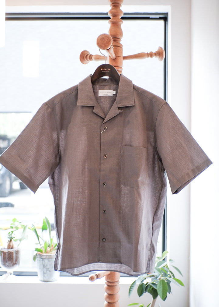 【PATHLOW】MANUAL ALPHABET RICH BUTCHER S/S OPEN COLLAR SHIRTS GREY