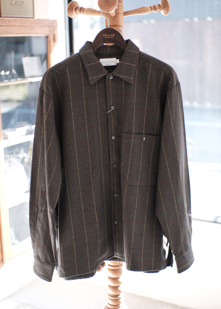 【PATHLOW】MANUAL ALPHABET COTTON TWEED PATCH CHECK SHIRTS