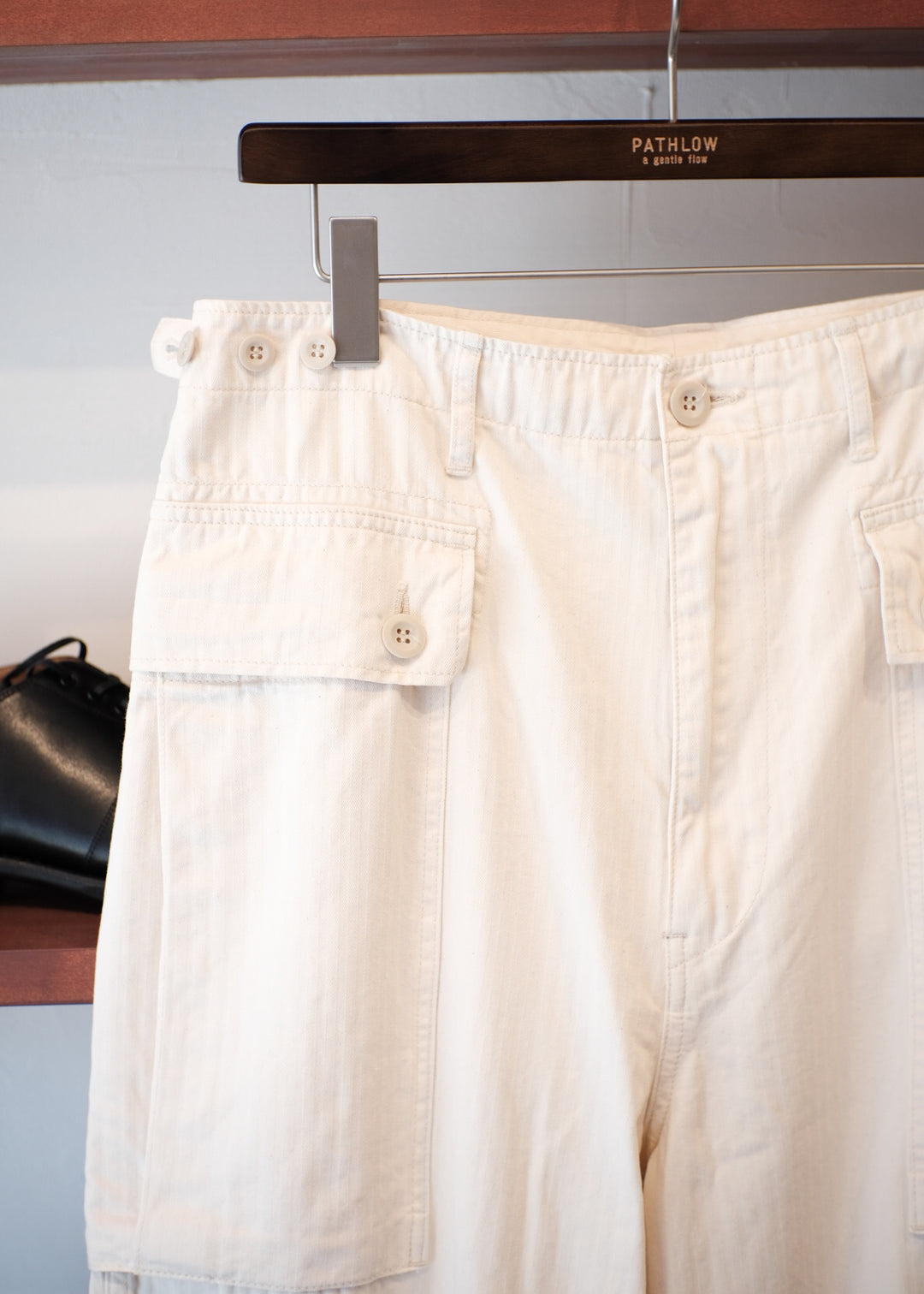 【PATHLOW】H.UNIT エイチユニット HBT military trousers (Used wash) Kinari