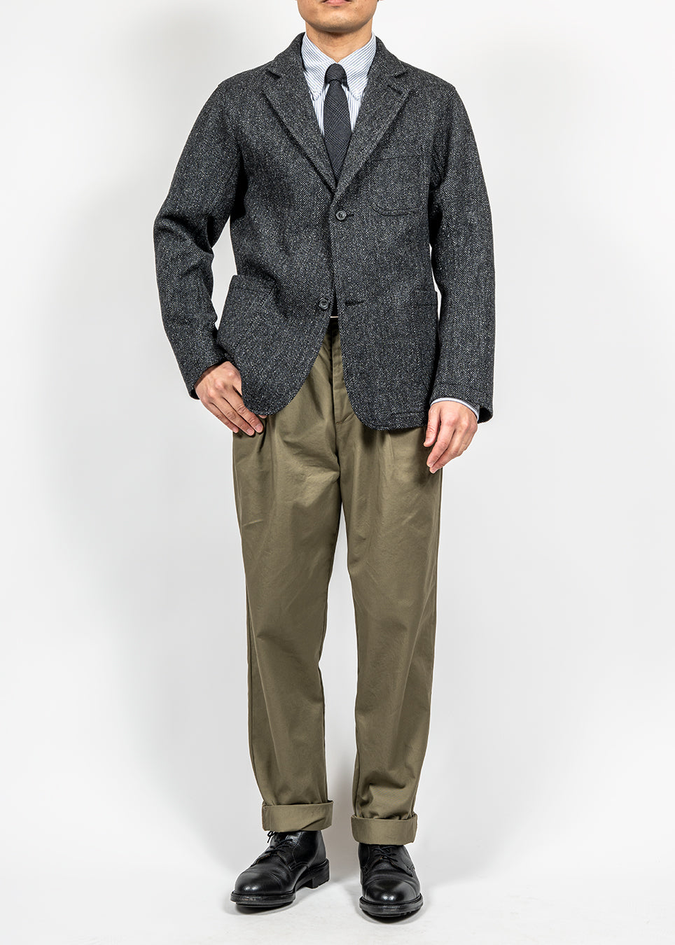WORKERS ワーカーズ Lounge Jacket, Twisted Herringbone Tweed