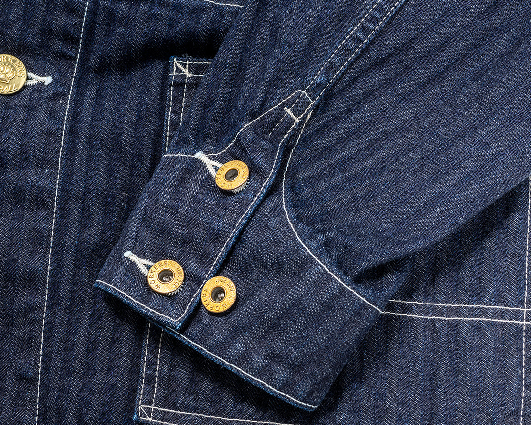 WORKERS ワーカーズ Deluxe Railroad Jacket, 12 oz, Grey Back Indigo Herringbone