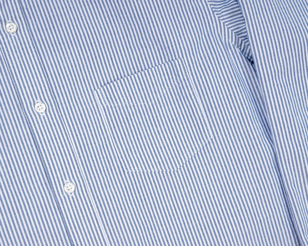 WORKERS ワーカーズ Band Collar Shirt, Supima OX, Stripe