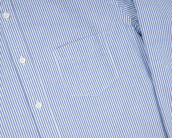 WORKERS ワーカーズ Band Collar Shirt, Supima OX, Stripe
