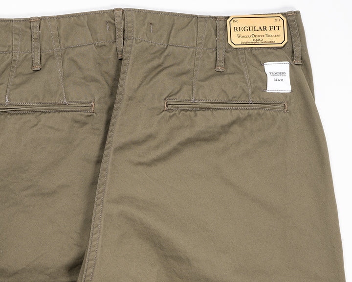 WORKERS ワーカーズ Officer Trousers, Regular Fit, 8 oz Hunter Green Chino